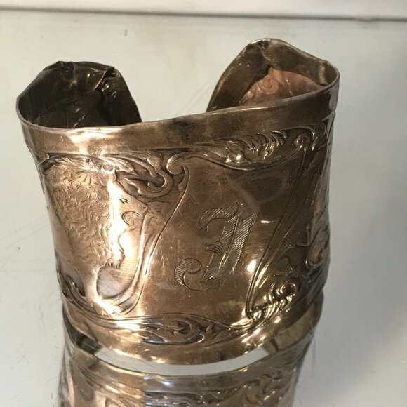 Sterling Spoon Ring Cuff Bracelet 925 Silver Lion Baroque Rococo Medieval Armor - Picture 4 of 11